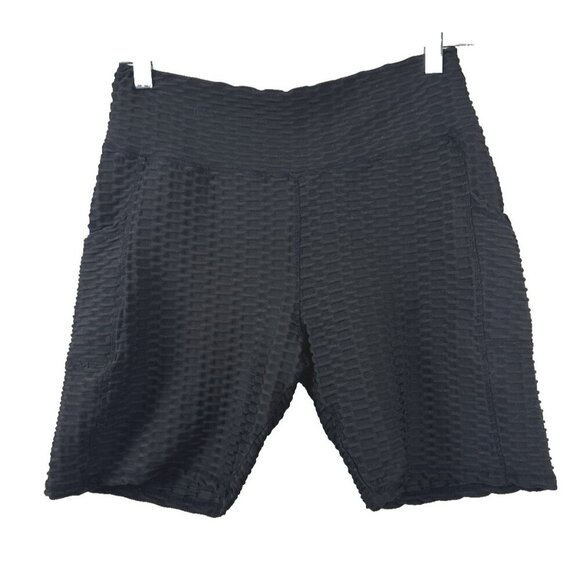 Black Scrunch Butt Bike Shorts XL Ruched Athleisure Gym Pocket Core BBL - Picture 1 of 7